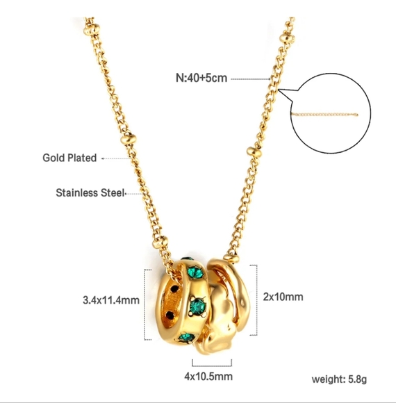 18kGold Plated Necklace with Green Accents - Picture 2 of 3